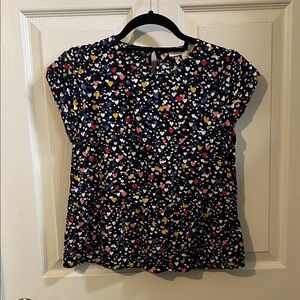LOFT Multicolor Heart Print Blouse